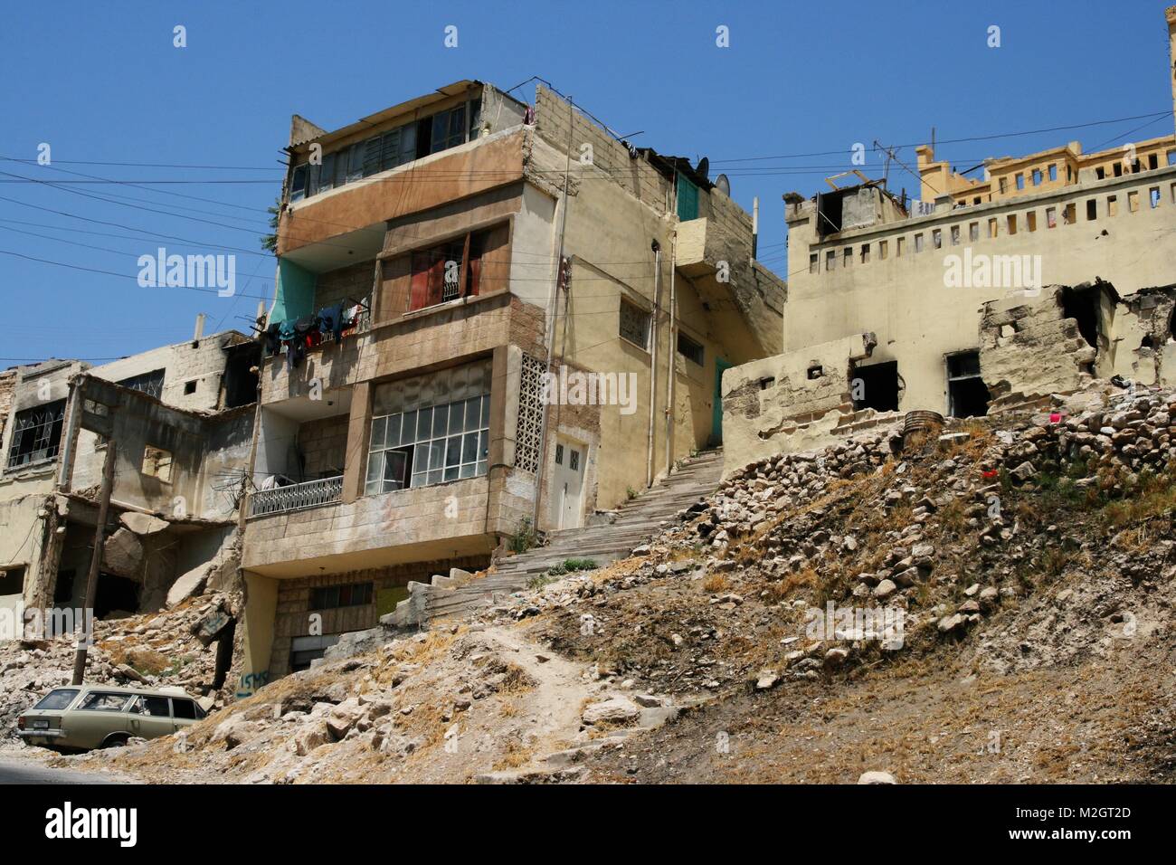 Altes Haus in Ruinen, Amman, Jordanien Stockfoto