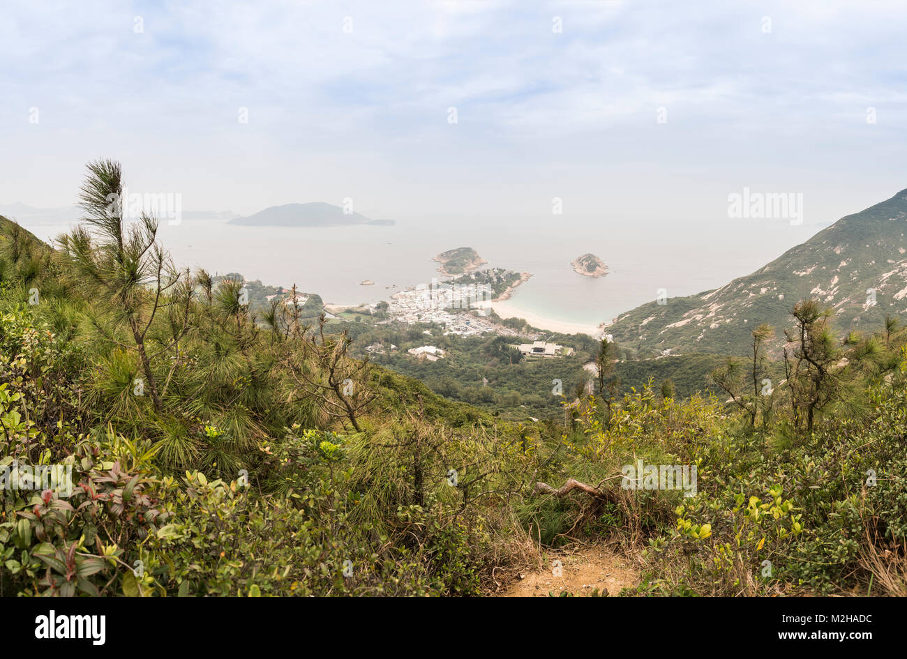 Dragon's Zurück Trail mit Blick auf Shek O auf der Insel Hong Kong. China. Stockfoto