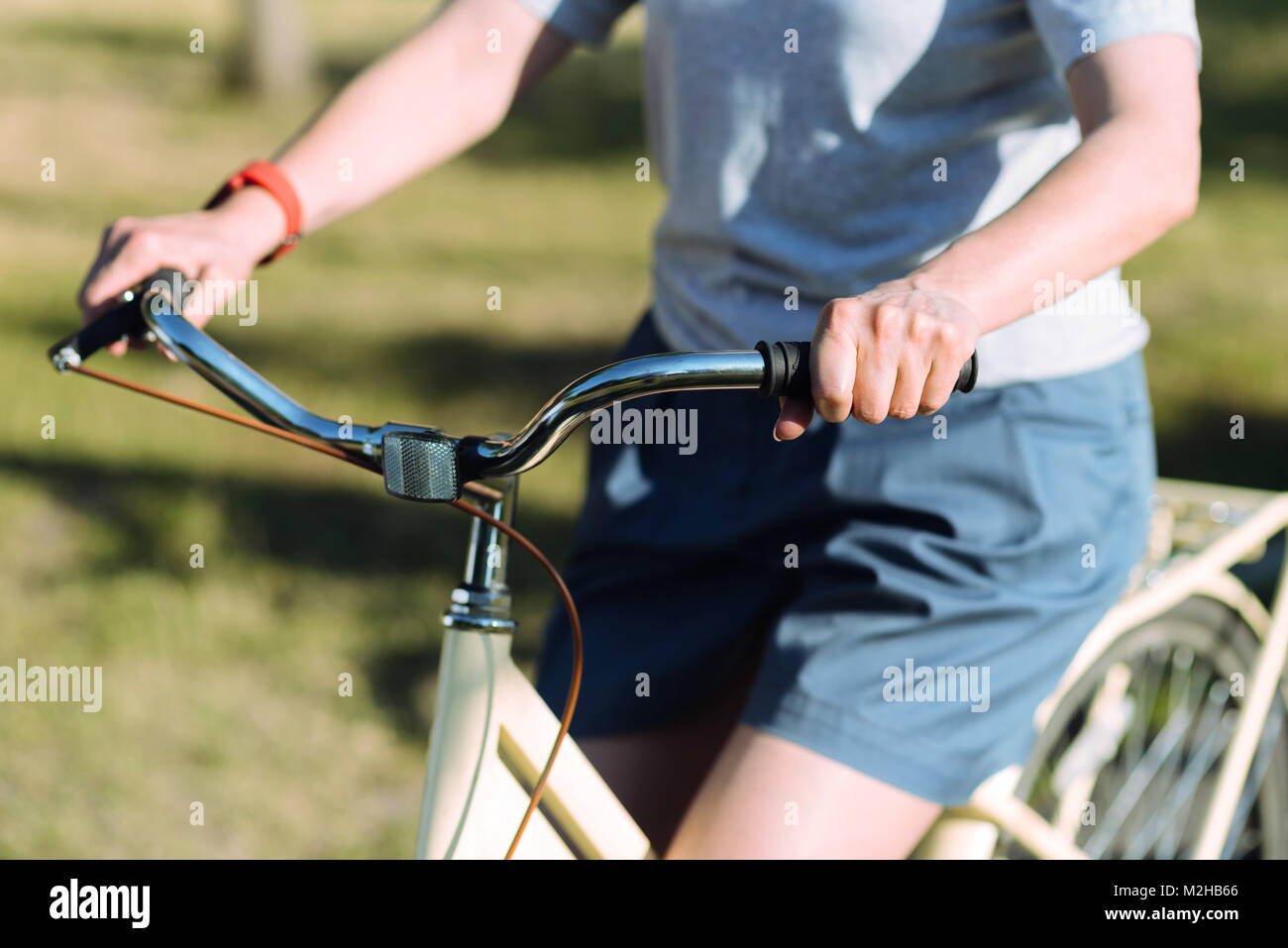 Nahaufnahme von Fahrrad Lenker Stockfoto