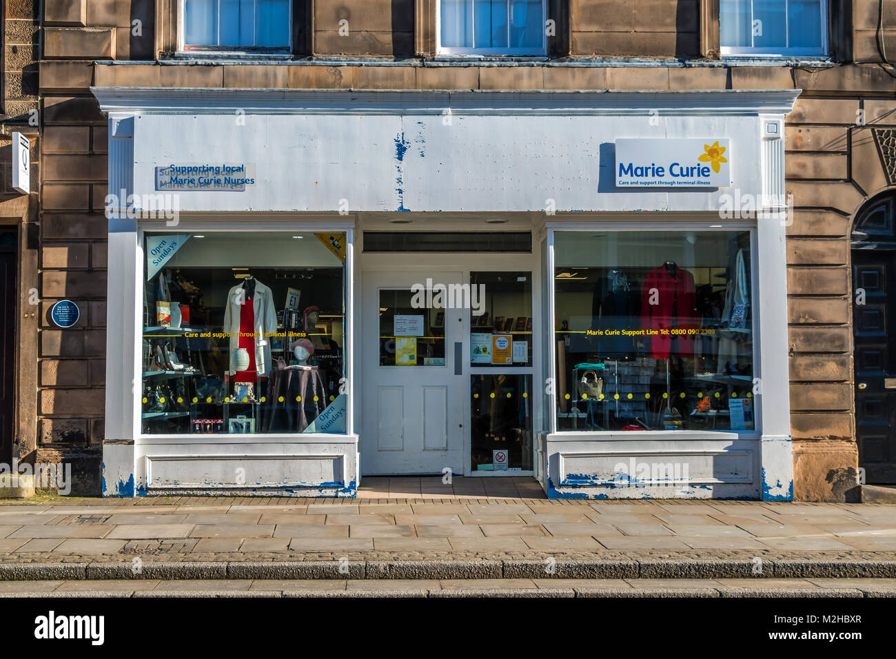 Marie Curie Charity Shop in Barnard Castle, Teesdale, North East England Stockfoto