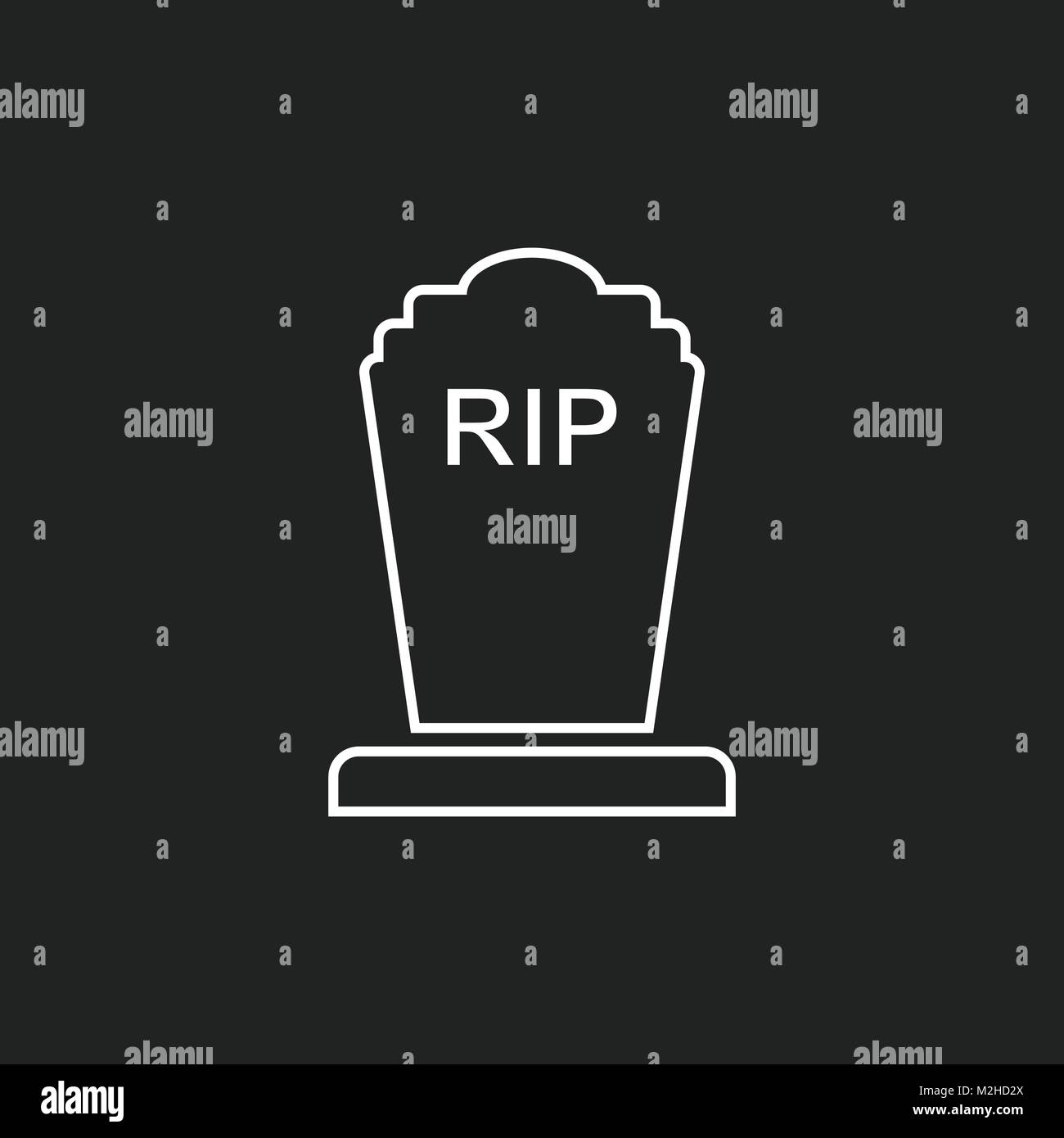 Halloween grab Symbol in der Linie Stil. Grabstein Vector Illustration. Rip-grabstein Flachbild-Symbol. Stock Vektor