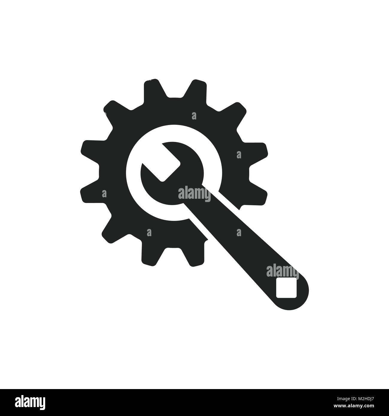 Service Werkzeuge flach Vektor icon. Zahnrad mit Schraubenschlüsselsymbol  logo Illustration Stock-Vektorgrafik - Alamy