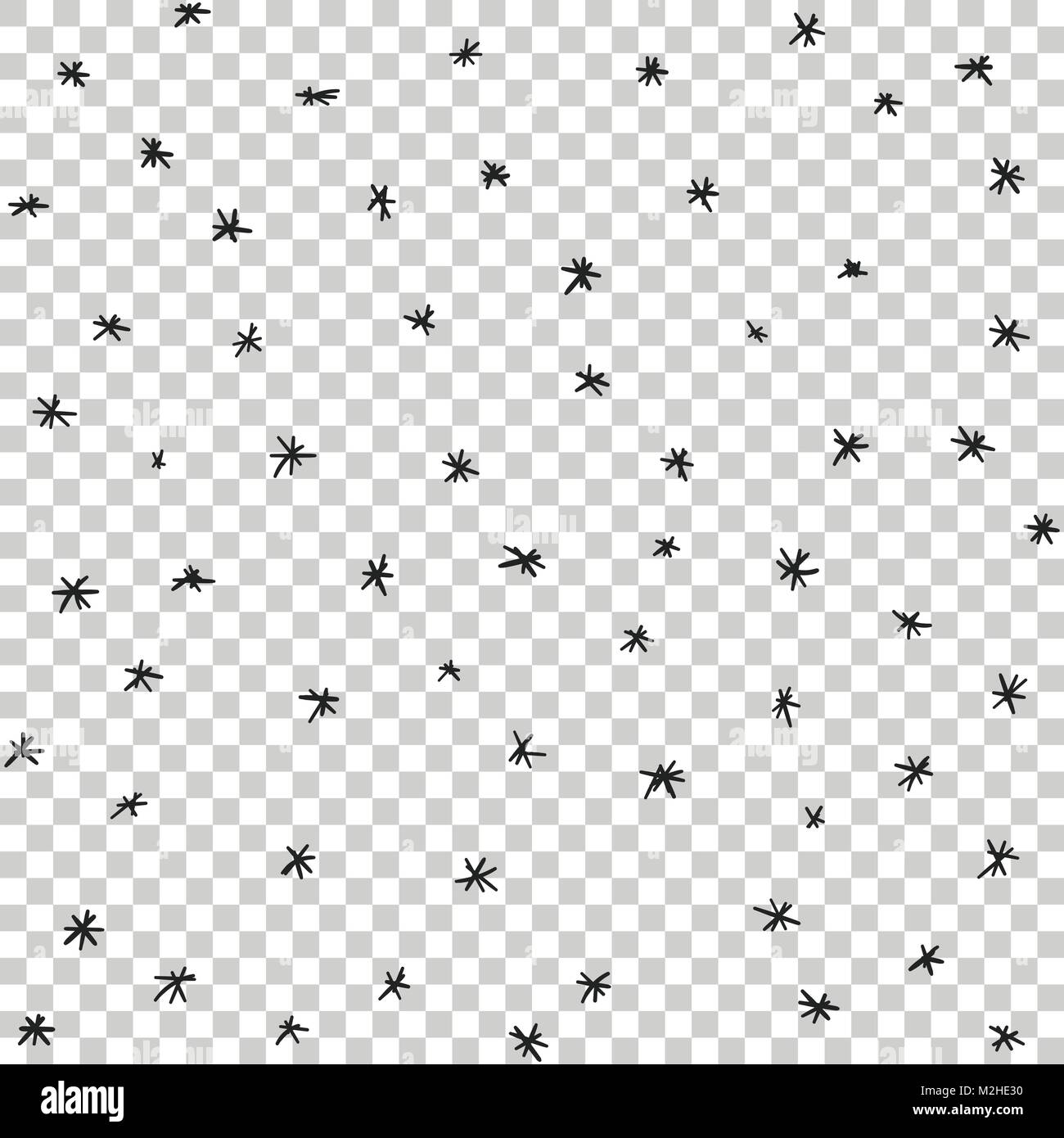 Vektor nahtlose Übergabe Sterne und Schnee Muster gezeichnet. Schneefall Vector Illustration. Stock Vektor