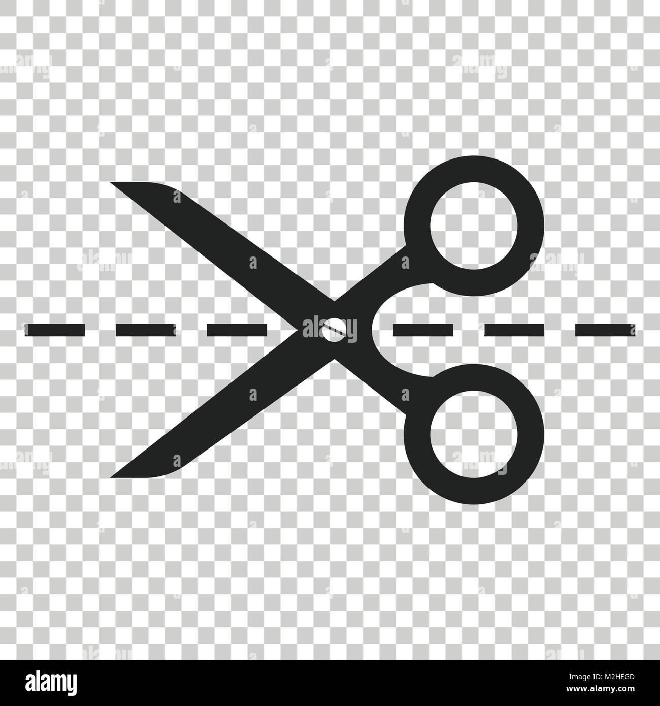 Symbol Schere mit Cut line. Scissor Vector Illustration. Stock Vektor