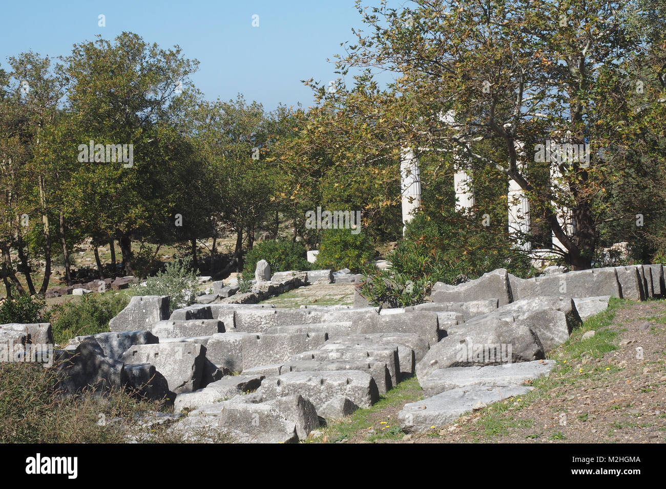 Die Ruinen von Samothrake Tempelanlage der Insel Samothraki, Griechenland Stockfoto