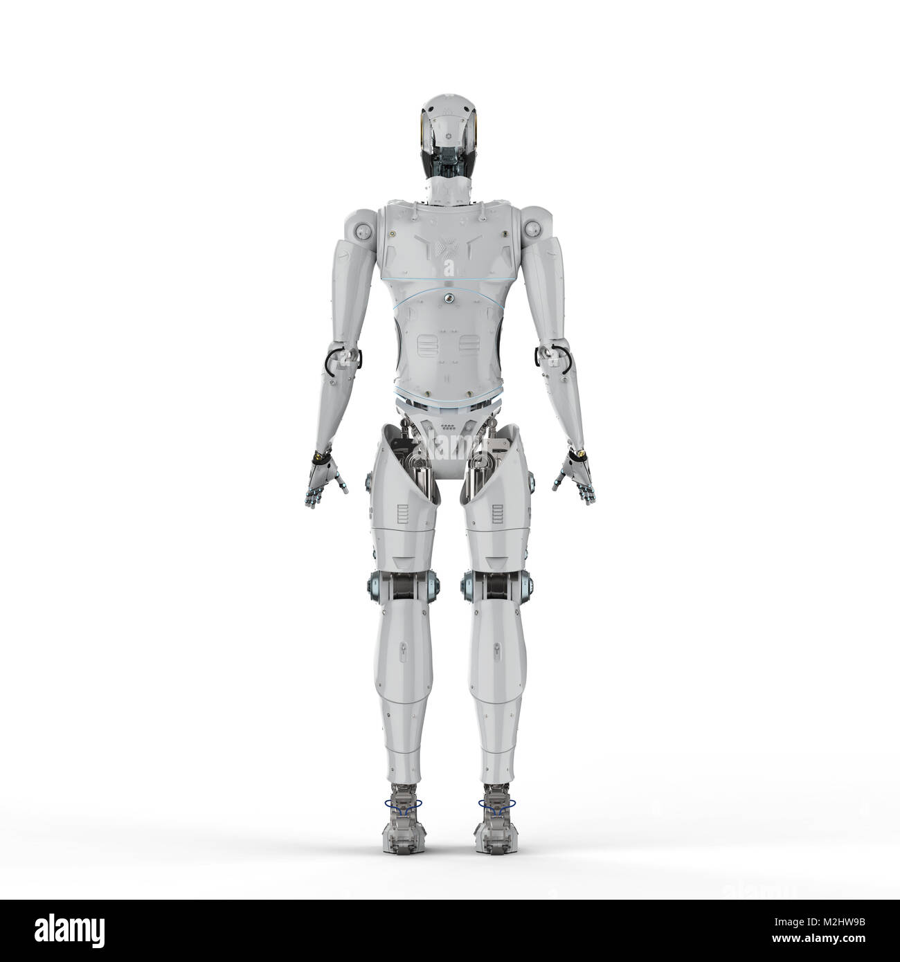 3D-Rendering humanoide Roboter für den ganzen Körper auf weißem Hintergrund Stockfoto