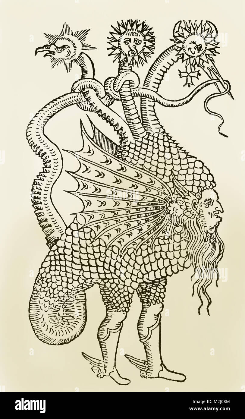 Der Drache des transmulation aus Metall. Della transmutation Metallica, 1589 von Giovanni Battista Nazari. Stockfoto