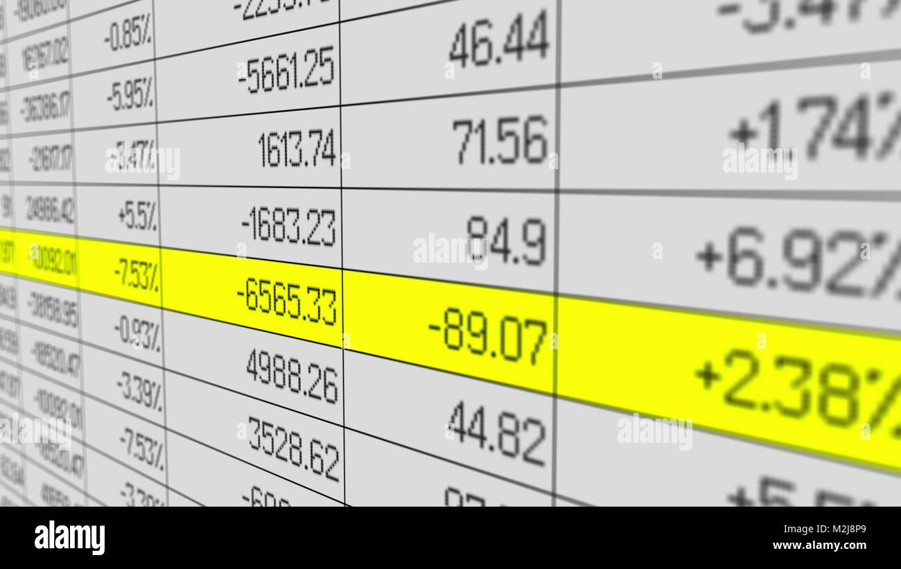 Firmendaten in Business Accounting Software, jährliche finanzielle Statistiken Bericht, Stock Bild Stockfoto