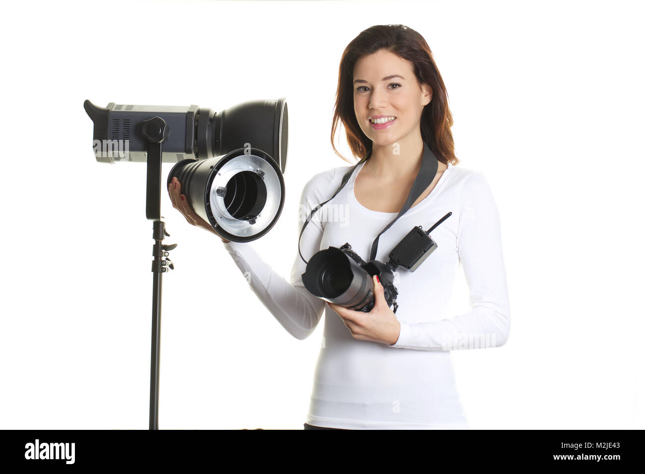 Fotografin arbeitet sie in ihrem Studio Stockfoto