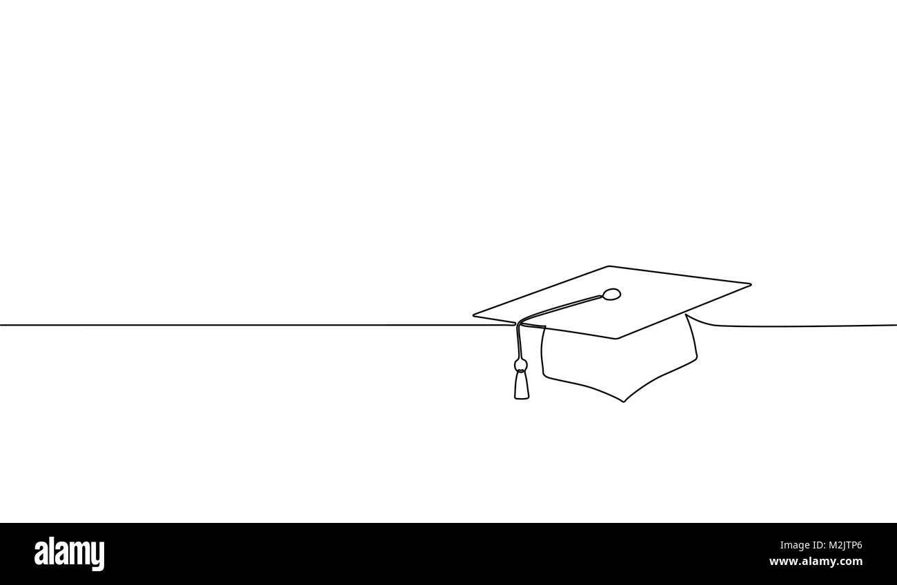 Eine durchgehende Linie kunst Skalenhaube. Feier Feier master Academy graduate Design eine Skizze Maßbild Vector Illustration Stock Vektor