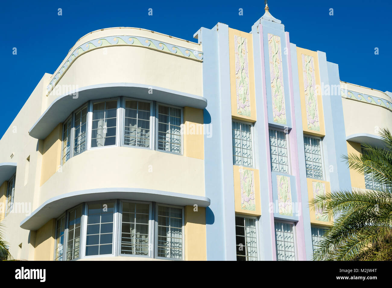 Close-up Detail der typischen bunten Art déco-Architektur in Miami, Florida Stockfoto