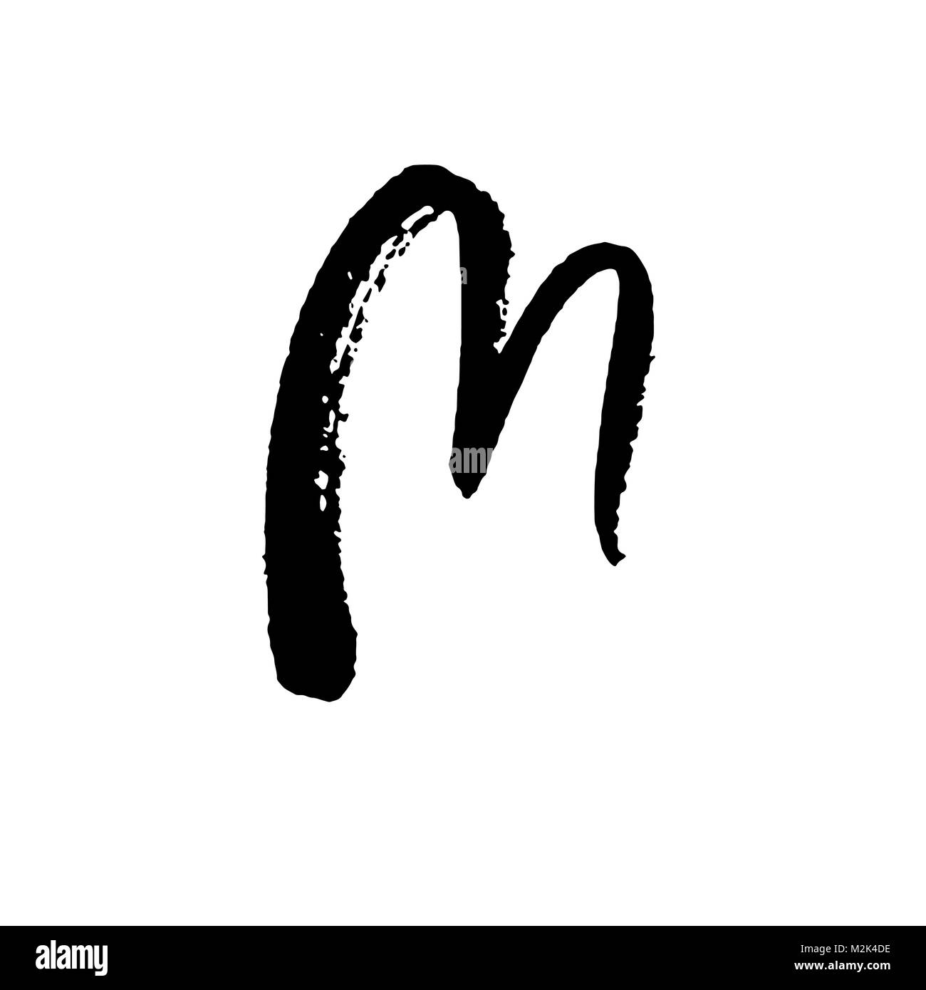 Schreiben M. handschriftlich von trockenen Bürste. Grobe Anschläge texturierte Fonts. Vector Illustration. Grunge Stil elegant Alphabets. Stock Vektor