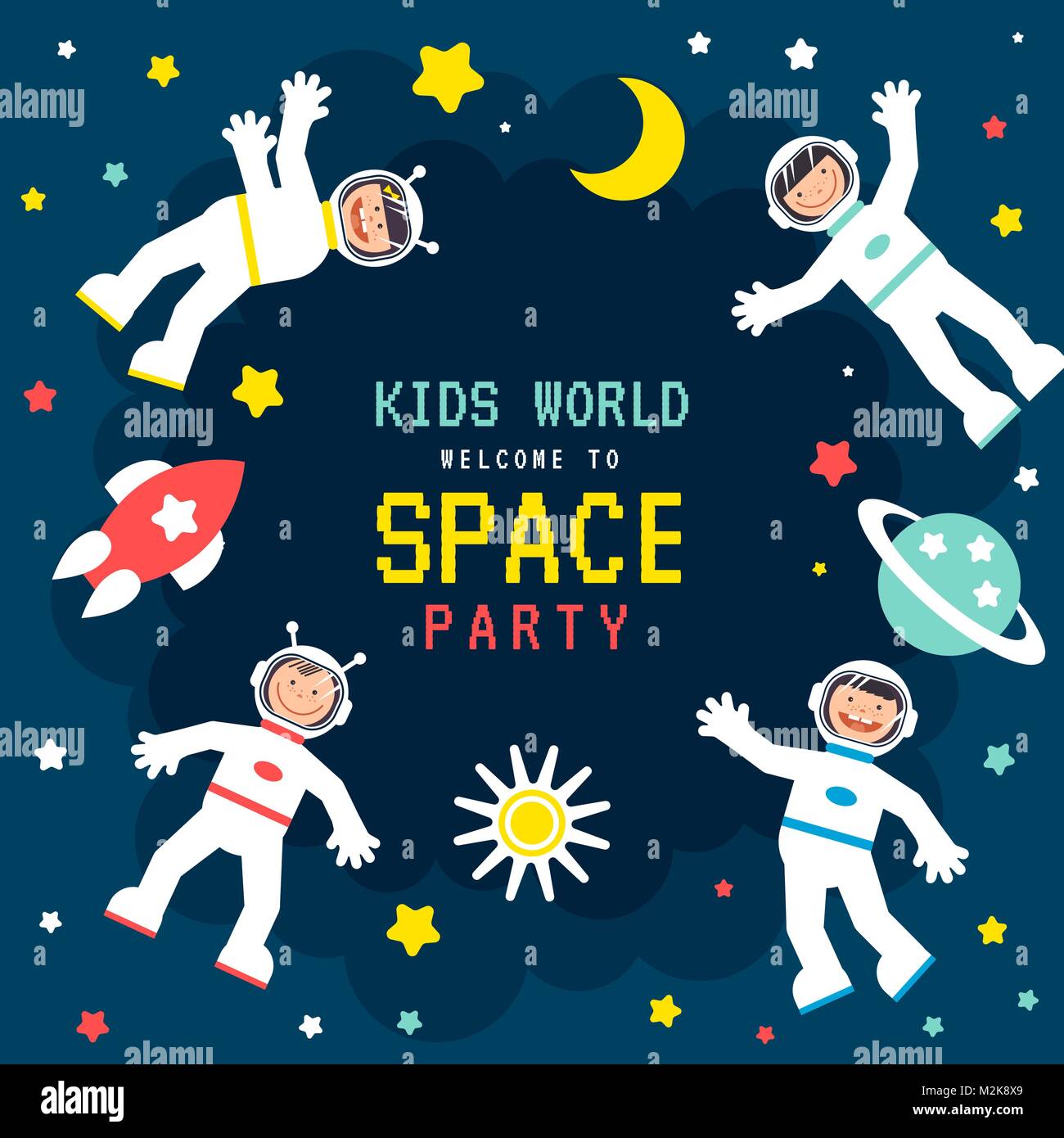Kinder s Space Party Poster Stock Vektor