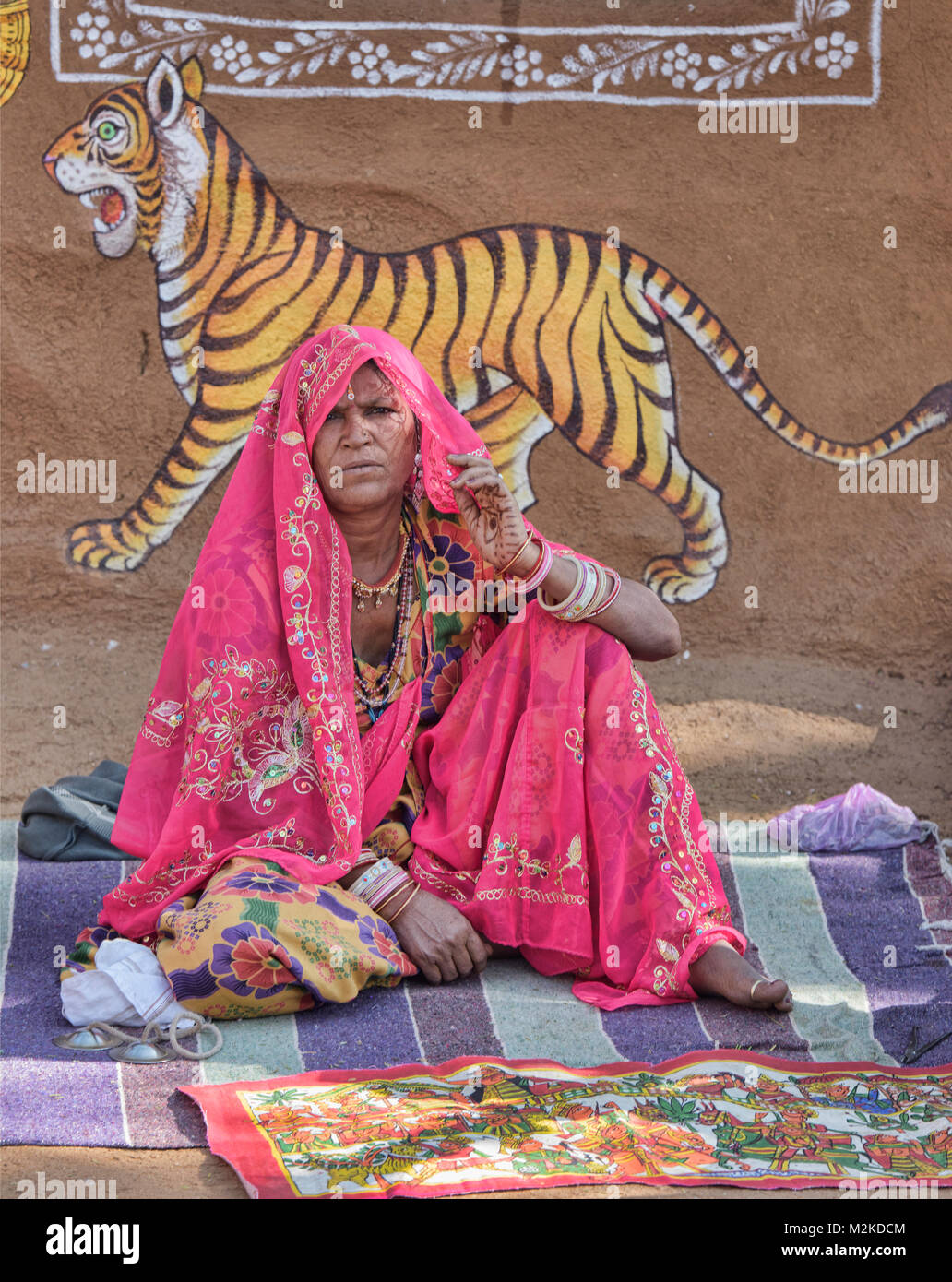Rajasthani Portrait, Udaipur, Rajasthan, Indien Stockfoto