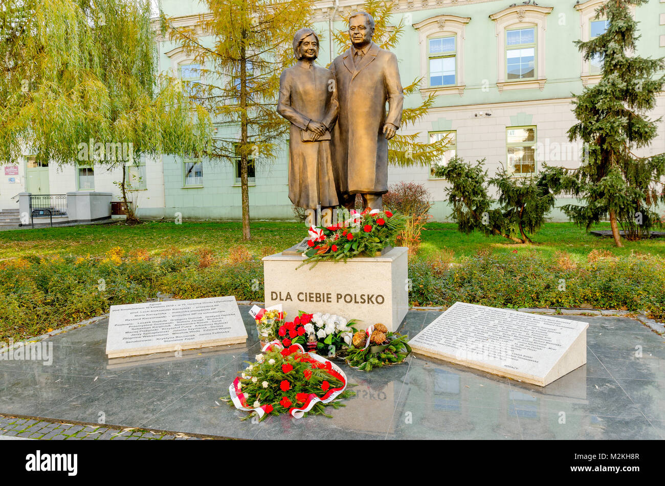 Lech und Maria Kaczynski Memorial, Radom, Woiwodschaft Masowien, Polen, Europa. Stockfoto