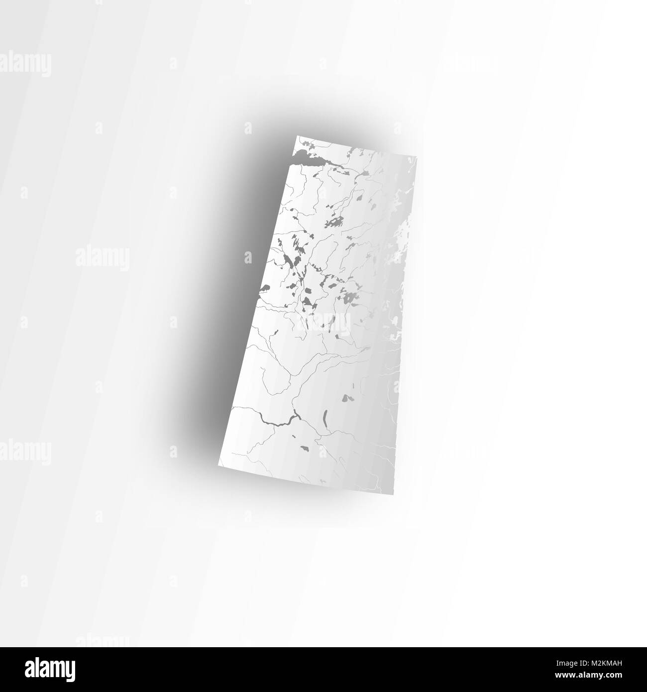 Provinzen und Territorien Kanadas - Karte von Saskatchewan mit Papier schneiden. Flüsse und Seen sind dargestellt. Bitte sehen Sie sich meine anderen Bilder von cartogr Stock Vektor