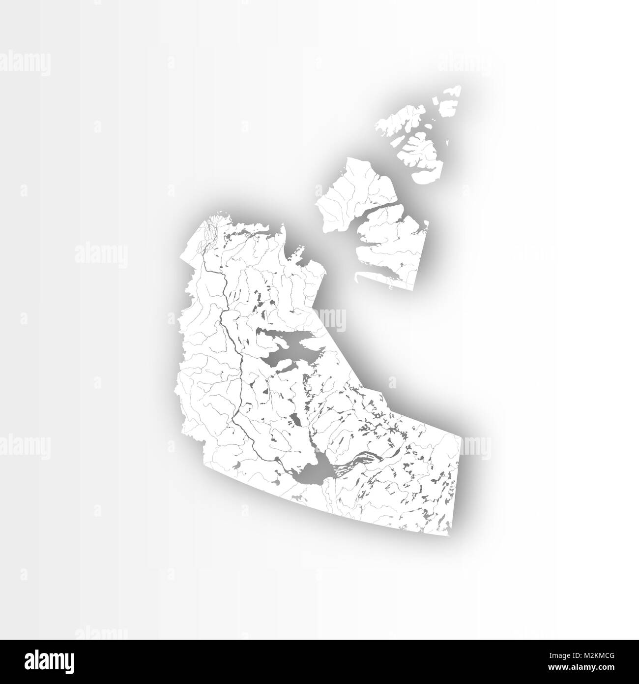 Provinzen und Territorien Kanadas - Karte von Northwest Territories mit Papier schneiden. Flüsse und Seen sind dargestellt. Bitte sehen Sie sich meine anderen Bilder o Stock Vektor