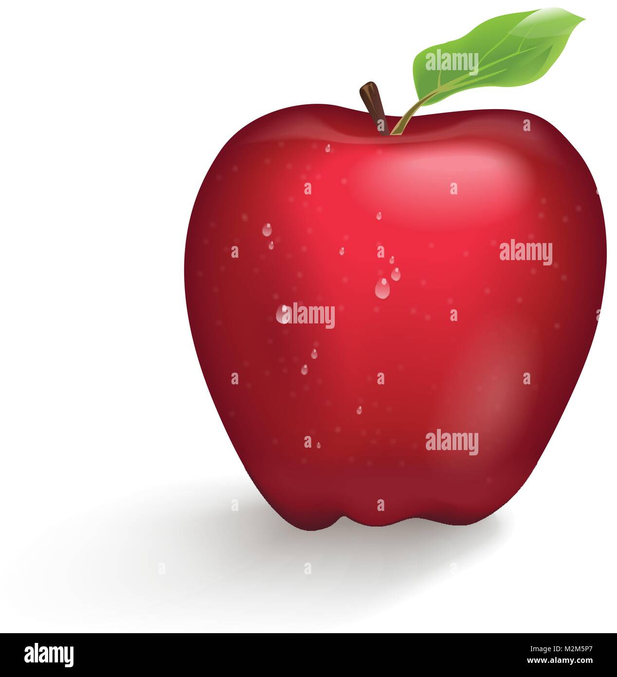 3D-Darstellung der rote Apfel isoliert auf weißem Hintergrund, reife saftige Frucht Stock Vektor