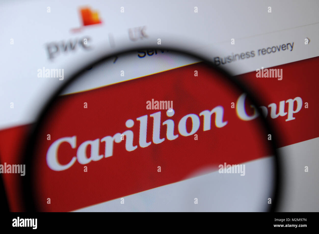 Die carillion Gruppe Logo auf PWC-Website Stockfoto