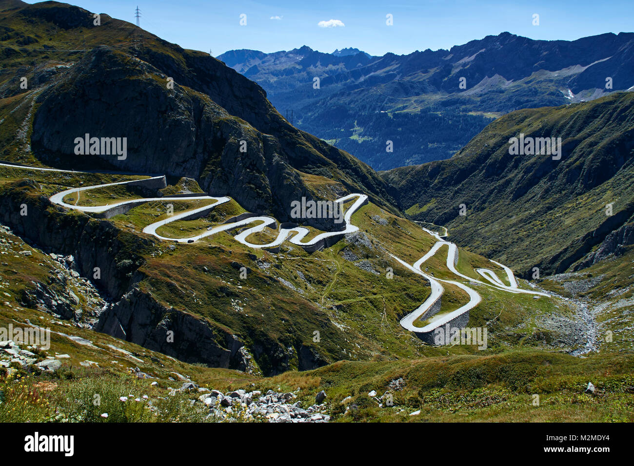 Über Tremola, Passo San Gottardo Stockfoto