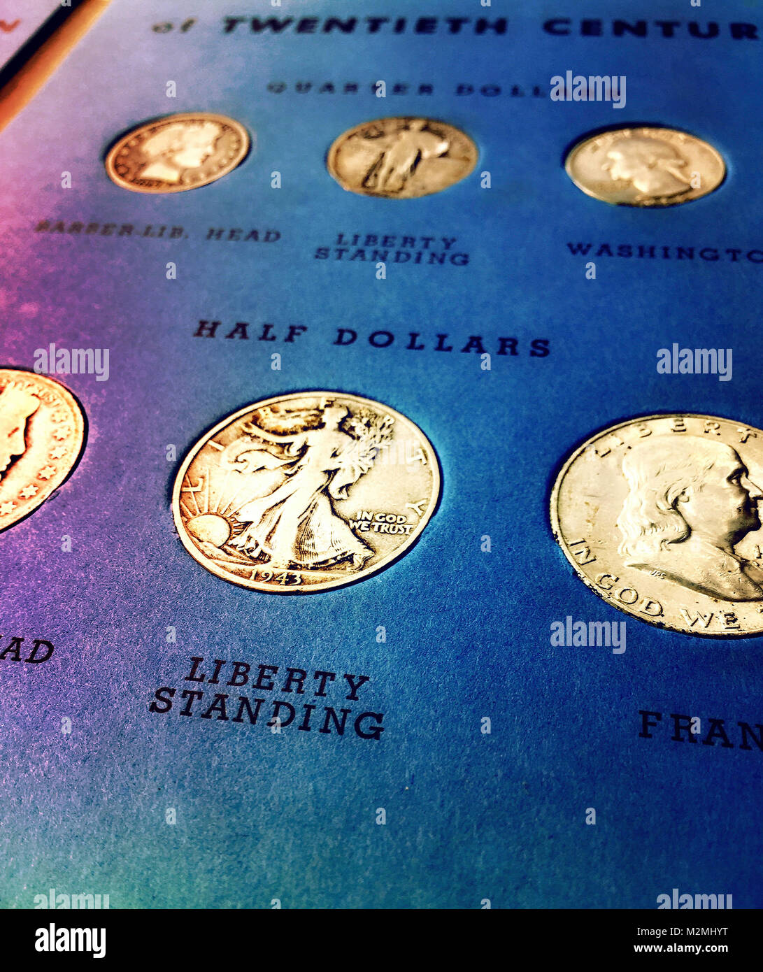 Jahrgang United States Münzen Münzsammlung Ordner Stockfoto