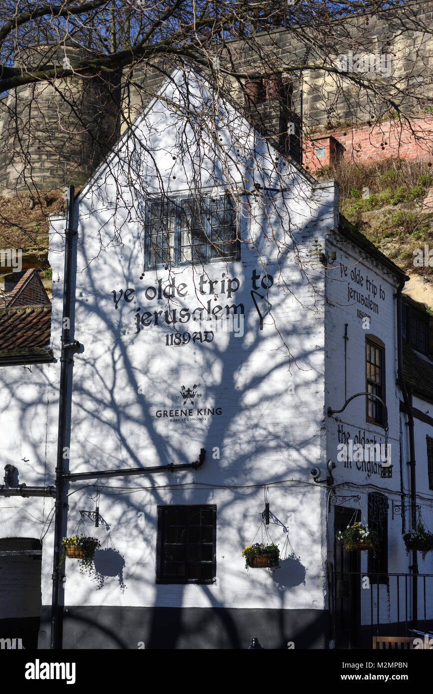 Ye Olde Reise nach Jerusalem, Nottingham, UK. Stockfoto