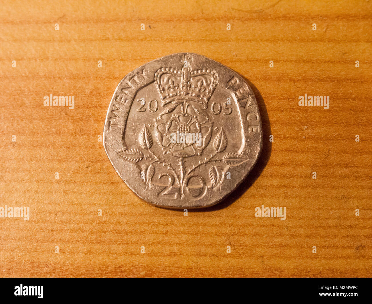 Bis knapp über 20 p Pence Münze Silber Sterling Vk, Essex, England, Großbritannien Stockfoto