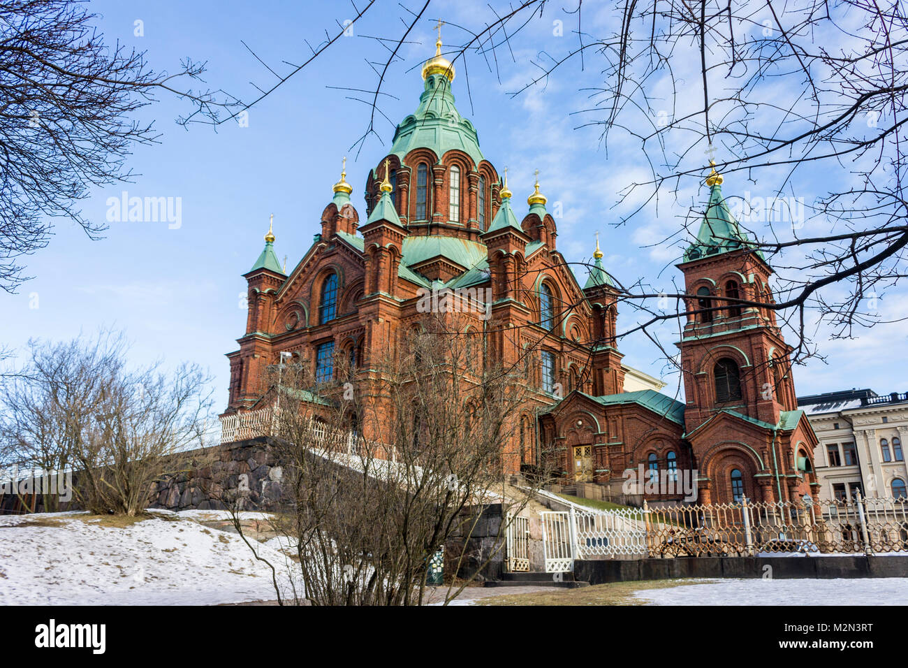 Uspenski-kathedrale (Uspenskin katedraali), einem Östlichen Orthodoxen Kathedrale, die 1352 von der Jungfrau Maria gewidmet. Helsinki, Finnland Stockfoto