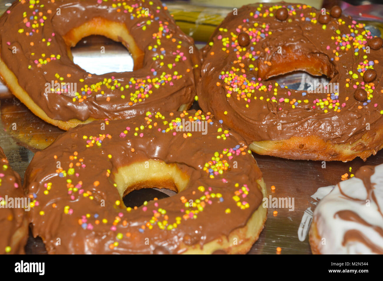 Hausgemachte leckere Donuts Stockfoto