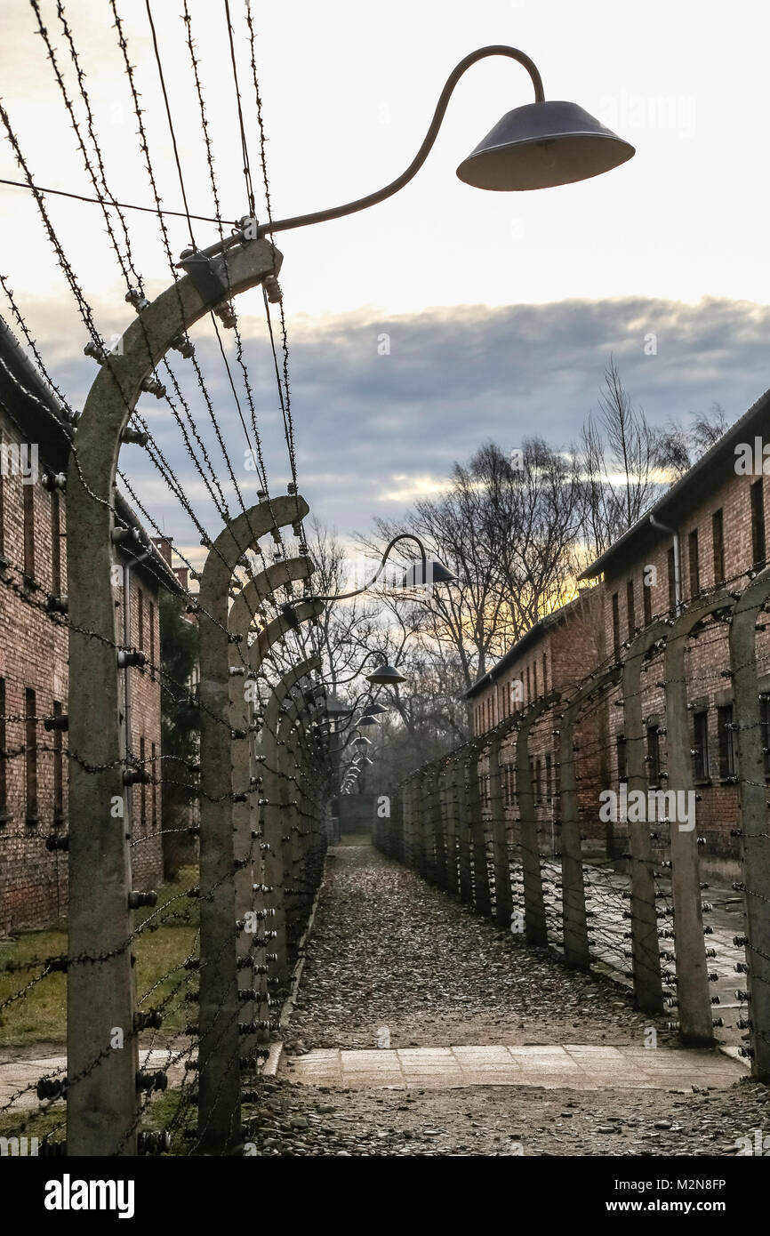 Die ehemaligen deutschen nationalsozialistischen Konzentrations- und Vernichtungslager Auschwitz. Stockfoto