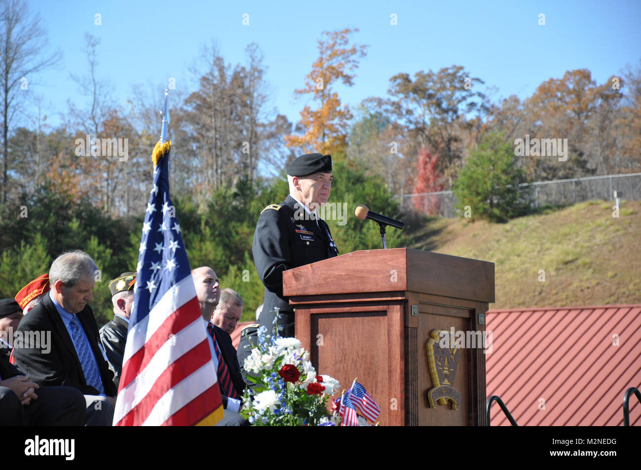 Nesbitt Adresse Lumpkin County am Veterans Day durch Georgia National Guard Stockfoto