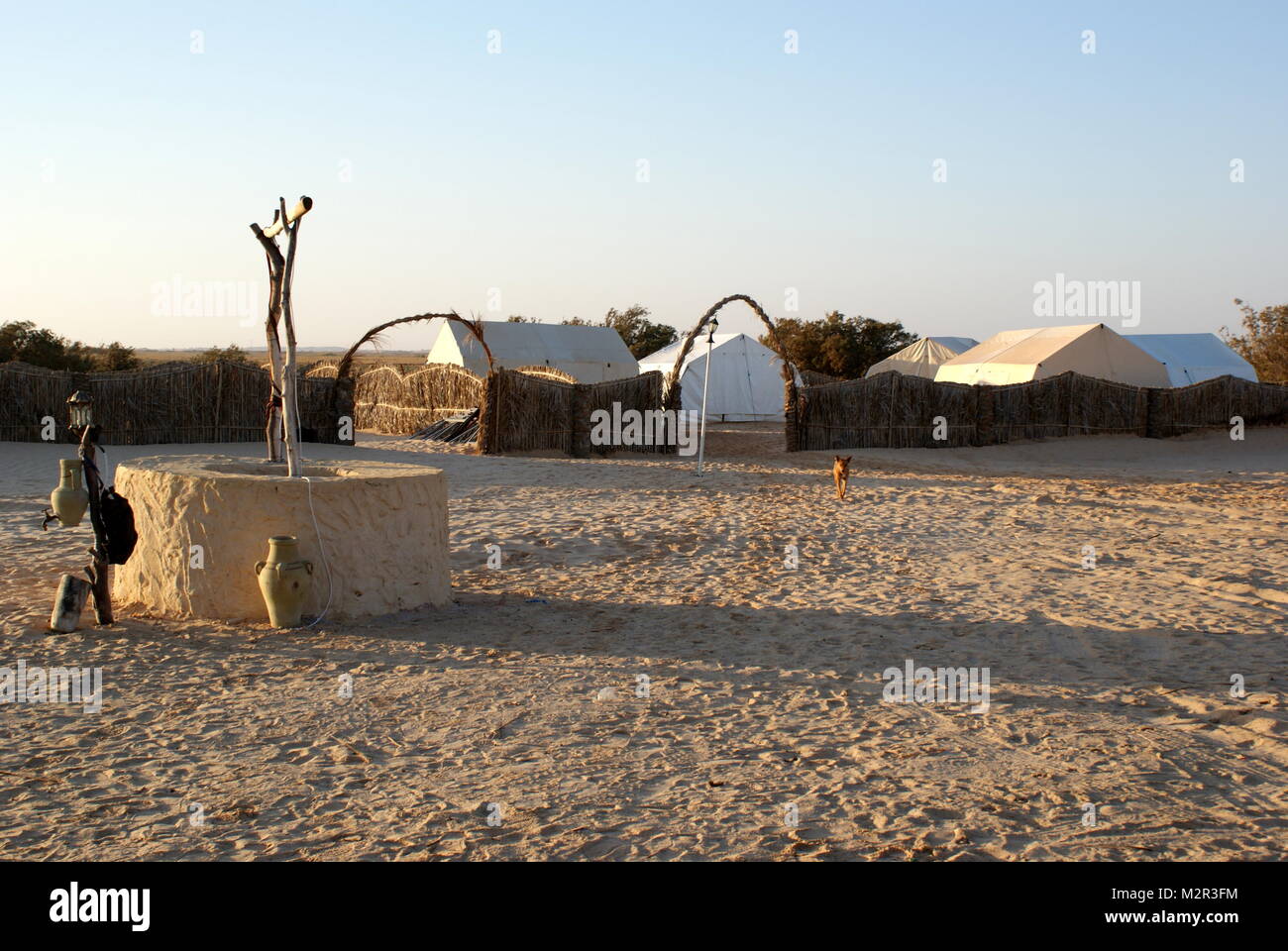 Campingplatz in der Sahara in der Nähe von Douz, Tunesien Stockfoto