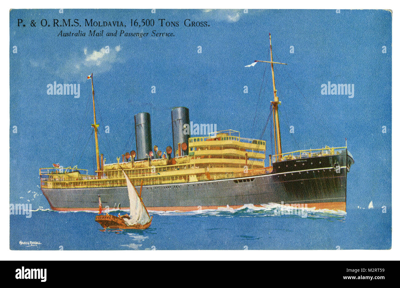 Eine alte Farbe Postkarte des Moldawien, ein Ozeanriese, gebaut 1922 für P&O (die Halbinsel und Oriental Steam Navigation Company) Stockfoto