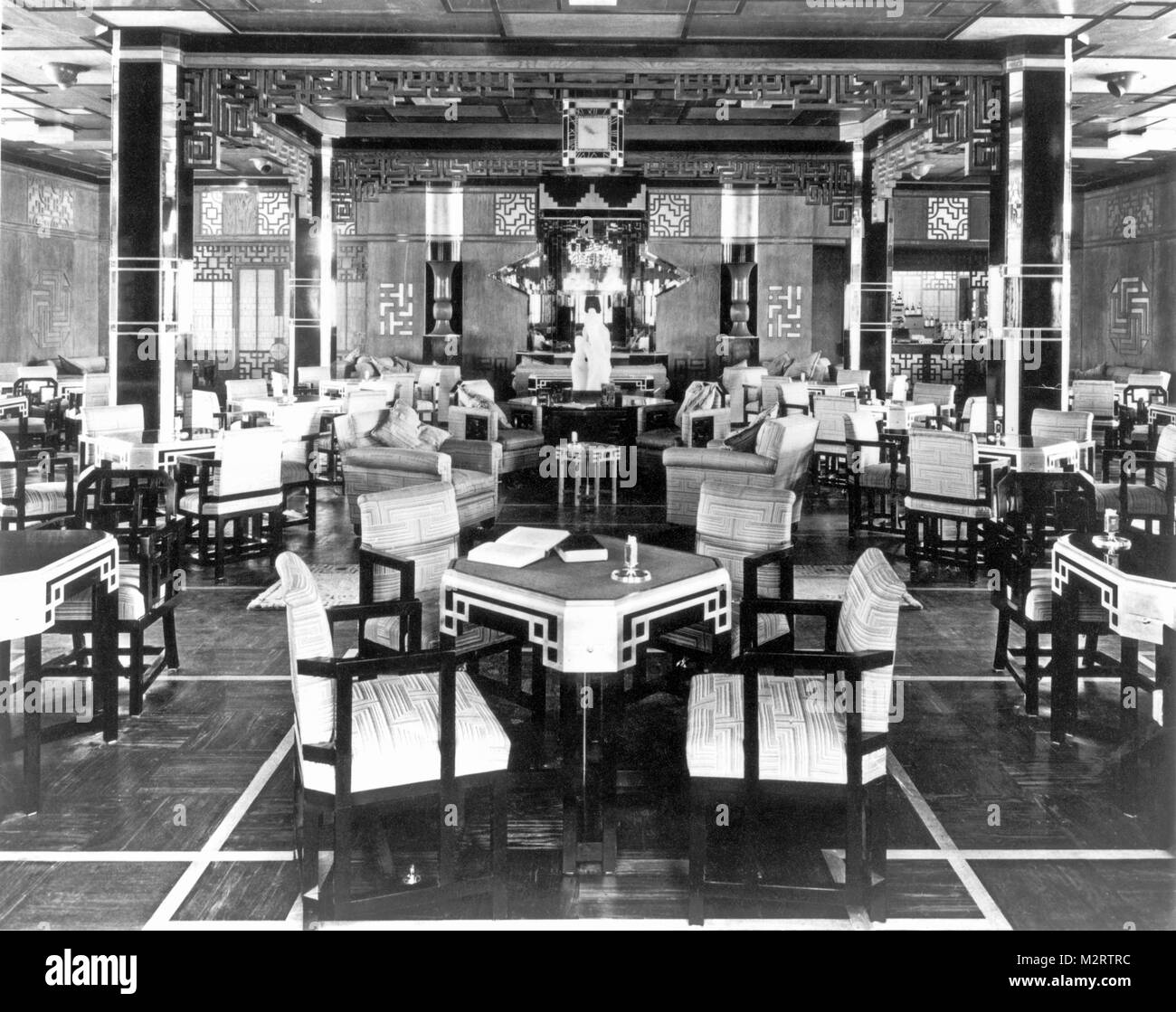 Art déco-Lounge am Ocean Liner der Canadian Pacific 'Empress of Britain' c 1935 Stockfoto