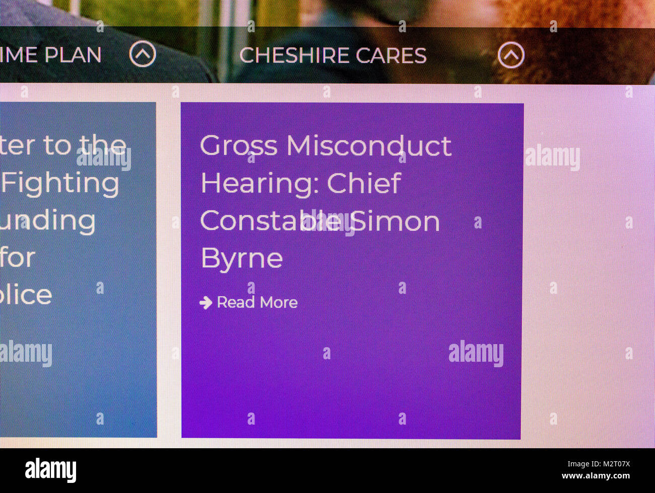 Cheshire, Großbritannien Cheshire Polizei Verbrechen Kommissar David Keene veröffentlicht Informationen zu den Kosten für grobes Fehlverhalten Verhandlung gegen aktuelle Chief Constable Simon Byrne, der weg von der Post aufgrund der Untersuchung für einige Monate wurde. Stockfoto
