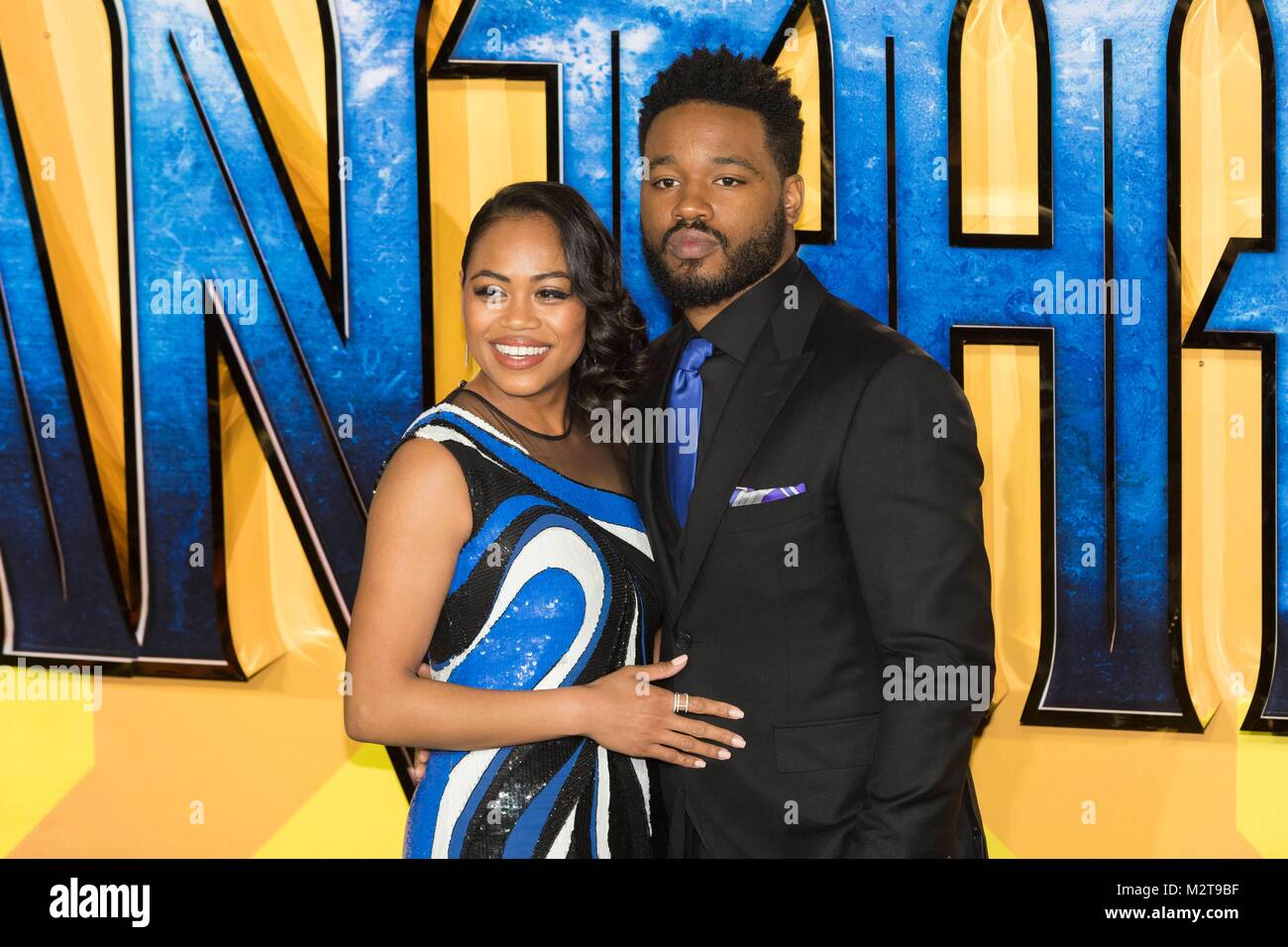 London, Großbritannien. 8. Februar, 2018. Zinzi Evans und Ryan Coogler 'Äãattend black panther Europäische Premiere - London, UK (08.02.2018) | Verwendung der weltweiten Kredit: dpa Picture alliance/Alamy leben Nachrichten Stockfoto