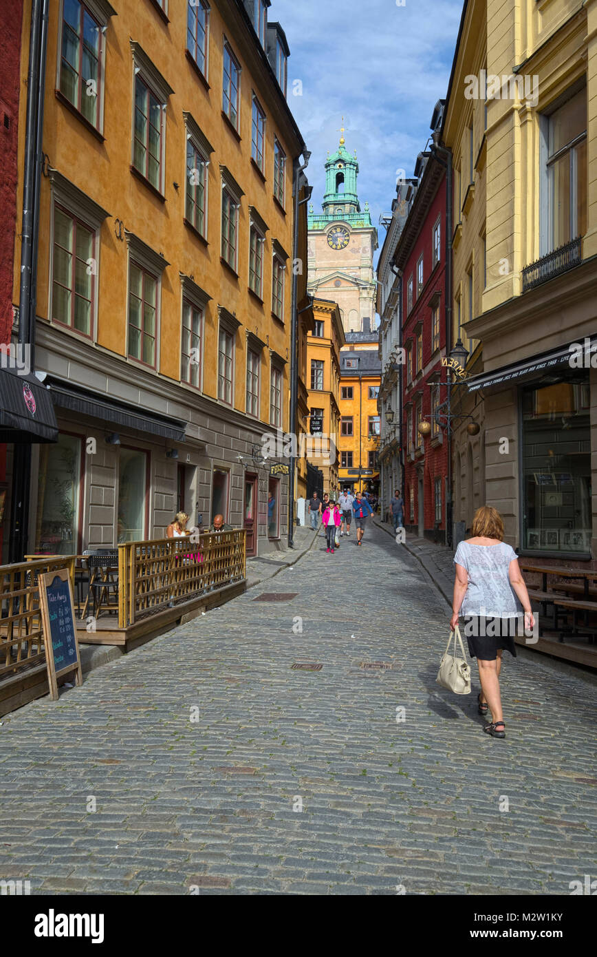 Schweden, Stockholm, Straße in der Altstadt Stockfoto