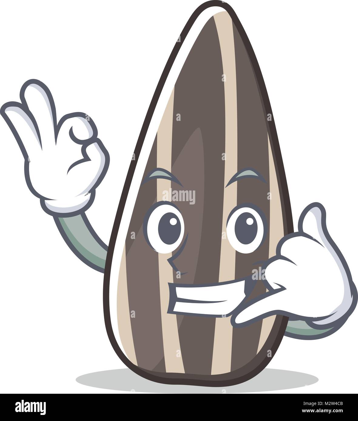 Rufen Sie mich an Sonnenblumenkernen Maskottchen Karikatur Stock Vektor