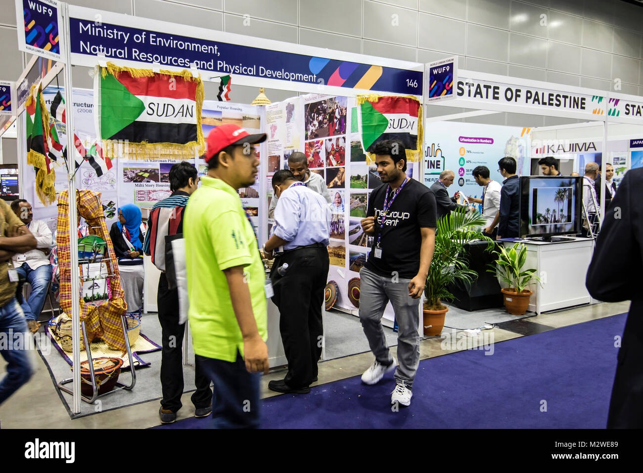 Kuala Lumpur, Malaysia. 7. Februar, 2018. Sudan und Staat Palästina Pavillons am World Urban Forum 9 in Kuala Lumpur, Malaysia. © Danny Chan. Stockfoto