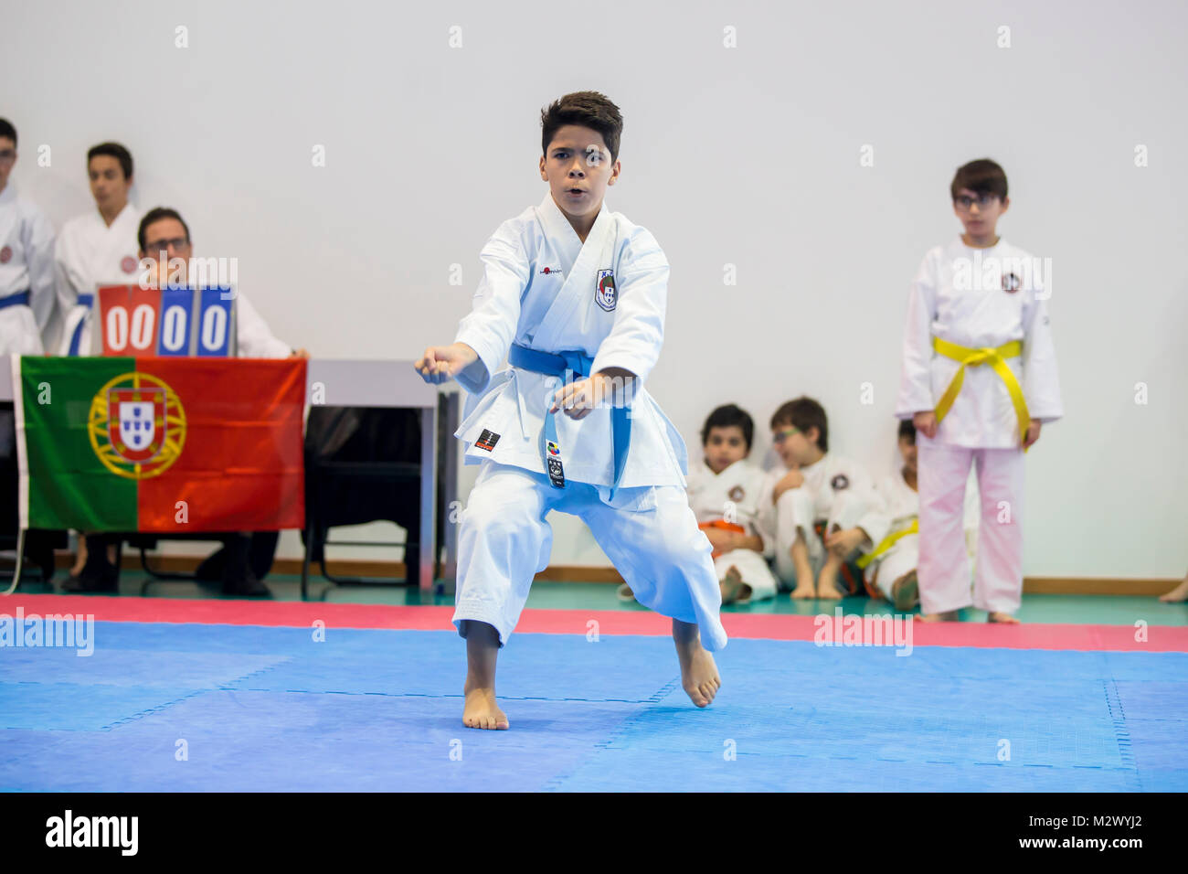 Vila Nova de Gaia, Portugal, 05. November 2017: Karate event, feierlich Meisterschaft des Verbandes der Karate Do Porto. Stockfoto