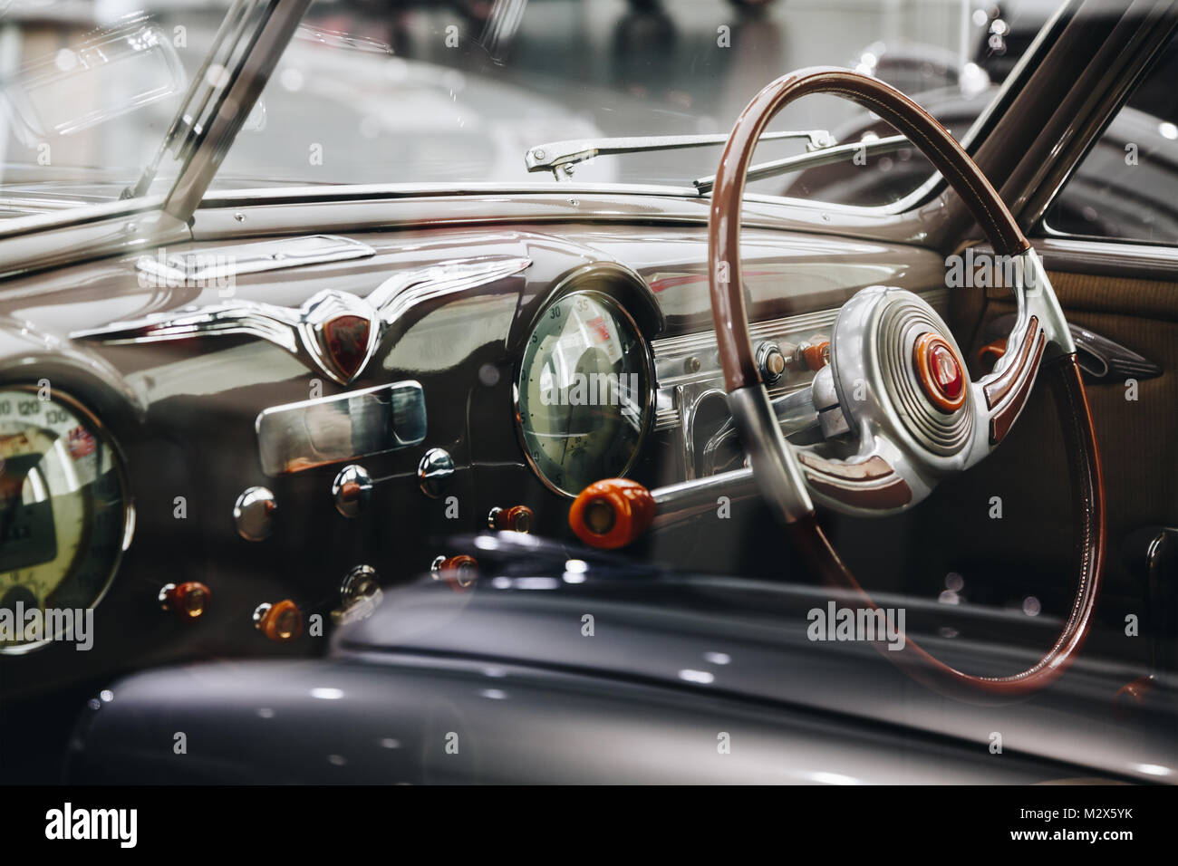 Klassische italienische Auto - Innenraum der Oldtimer Stockfoto