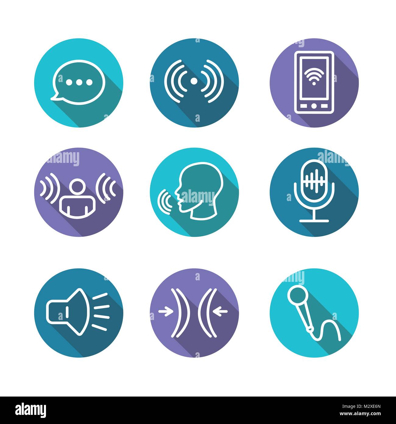 Sprachaufzeichnung und Voiceover Icon Set mit Mikrofon, Voice Scan Software Stock Vektor