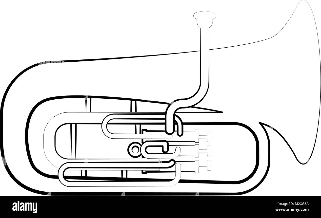 Isolierte tuba skizzieren. Musical Instrument Stock Vektor