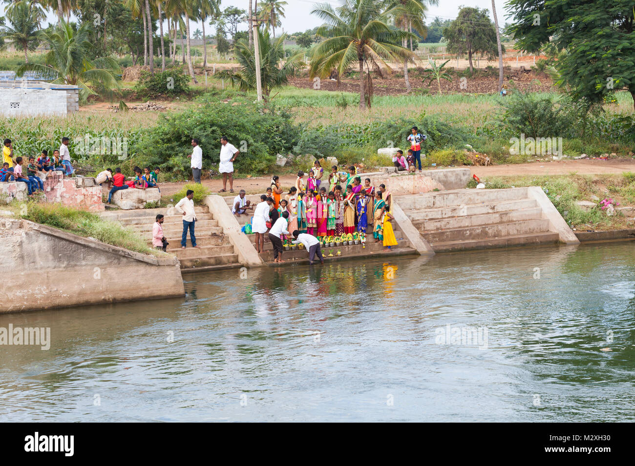 Indien, Karnataka, Hampi, Straße Feier Stockfoto