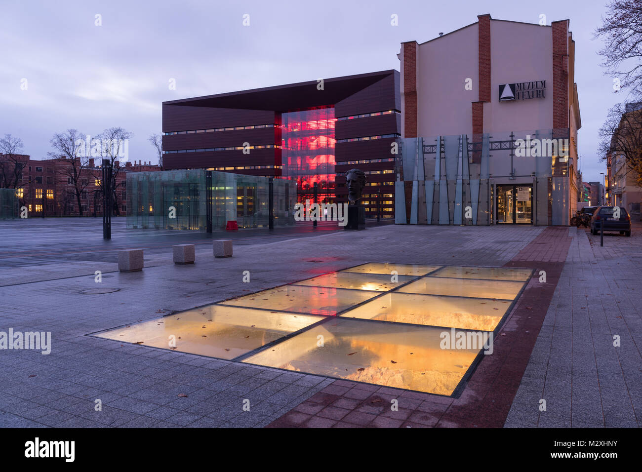 Plac Wolności (Platz der Freiheit) und Nationalen Forum für Musik. Breslau, Polen. Stockfoto