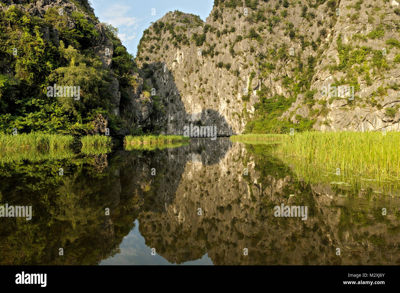 Natürliche Wasser spiegel bei Van Langen Naturschutzgebiet, Ninh Binh Provinz, North Vietnam Stockfoto