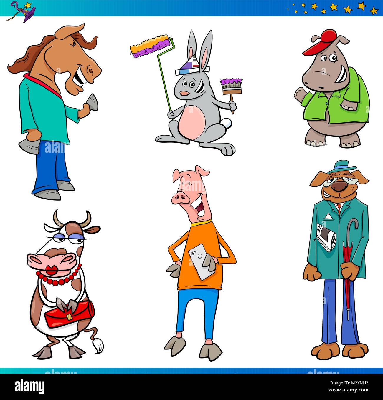 Cartoon Illustration von Märchen oder Fantasy Tier Zeichen fest. Stock Vektor