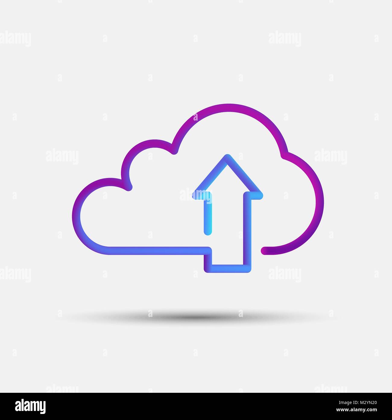 Upload blended interlaced Creative line Symbol. Trendy Vektor flüssige 3d-cloud computing hochladen, Symbol, Logo, Zeichen oder Symbol auf weißem Hintergrund Stock Vektor