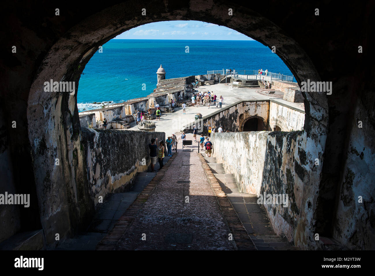 Unesco-Welterbe Blick schloss San Felipe del Morro, San Juan, Puerto Rico, Karibik Stockfoto