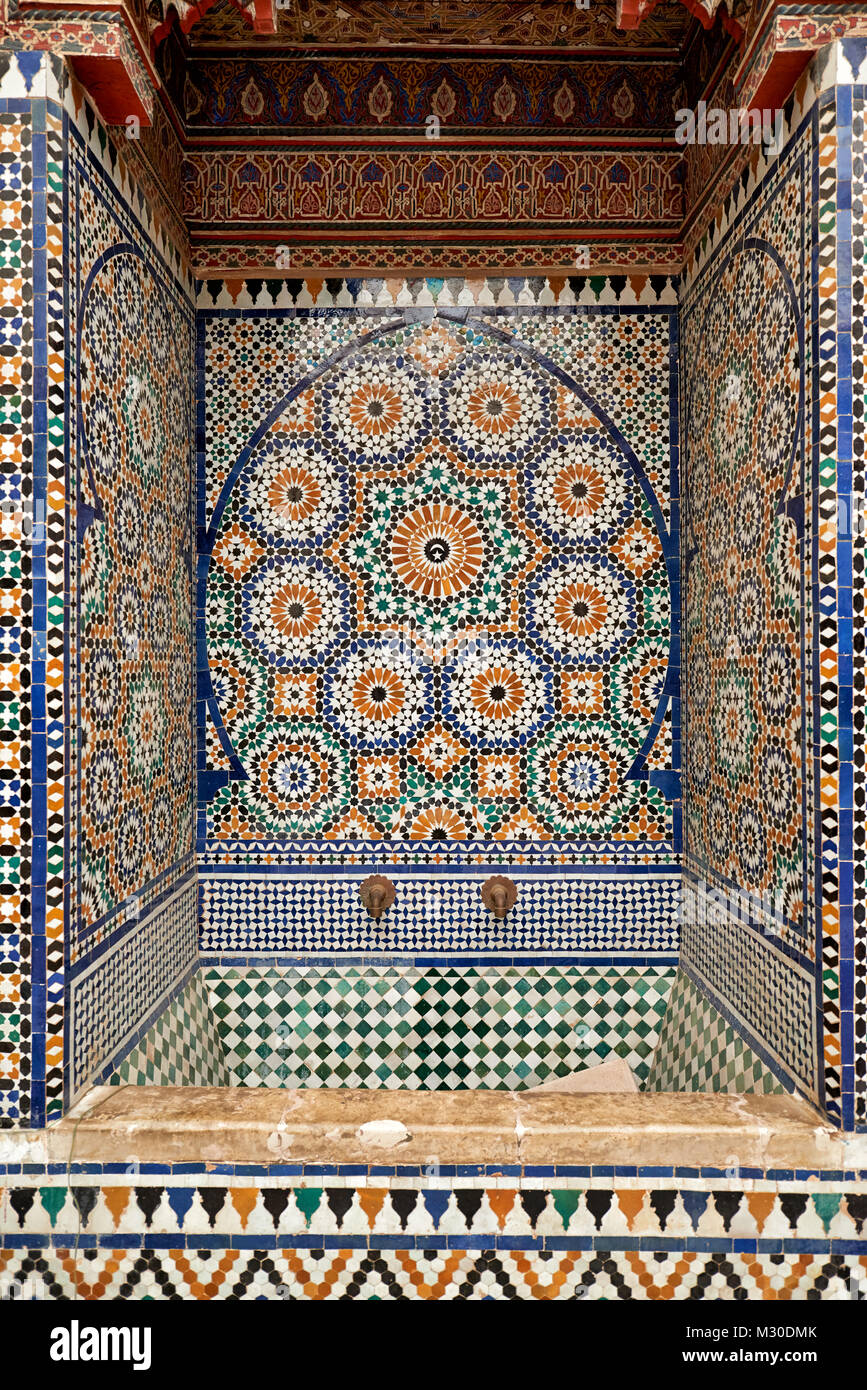 Brunnen im Museum de Marrakech, Marrakesch, Marokko, Afrika Stockfoto